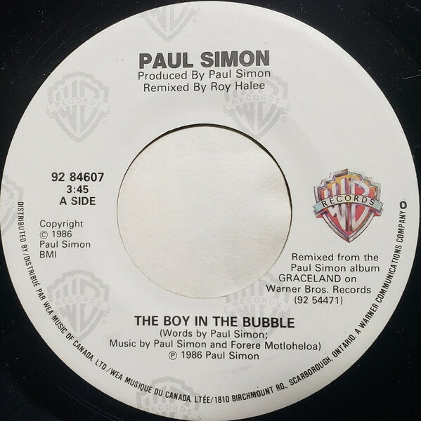 【中古】7” Paul Simon The Boy In The Bubble 9284607 Warner Bros. Records /00080
