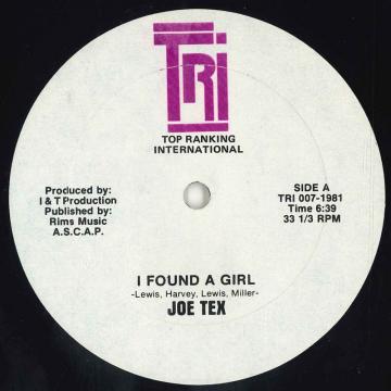 米12” Joe Tex / Fatman Riddim Sectio I Found A Girl / Cinderella Symphony TRI0071981 Top Ranking Internat /00250