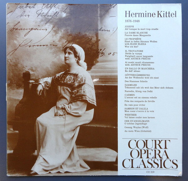 LP Hermine Kittel Hermine Kittel 1876-1948 CO319 Court Opera Classics /00260