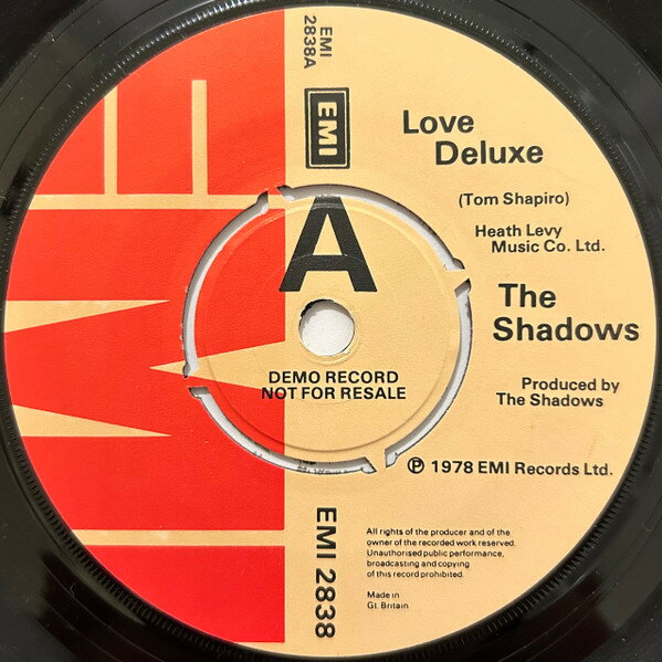 【中古】英7” Shadows Love Deluxe EMI2838PROMO EMI プロモ /00080