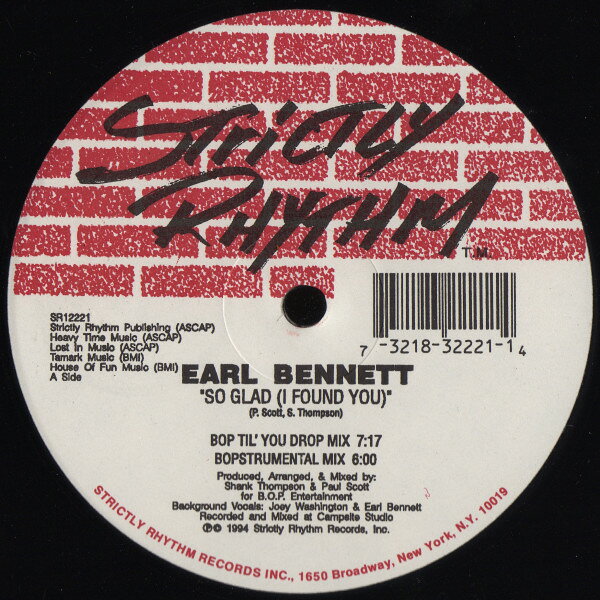 【中古】米12” Earl Bennett So Glad (I Found You) SR12221 Strictly Rhythm /00250