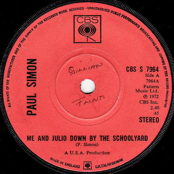 【中古】英7” Paul Simon Me And Julio Down By The Schoolyard CBSS7964 CBS /00080