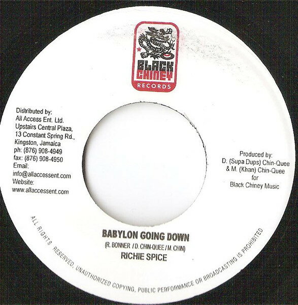 【中古】ジャマイカ7” Richie Spice Babylon Going Down DR9704 Black Chiney Records /00080