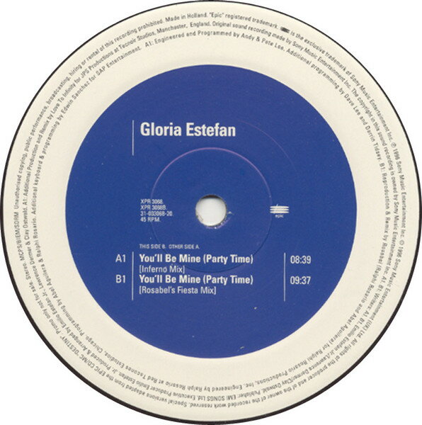 쥳ɥƥ ŷԾŹ㤨֡š۱12 Gloria Estefan Youll Be Mine (Party Time XPR3068 Epic /00250פβǤʤ603ߤˤʤޤ
