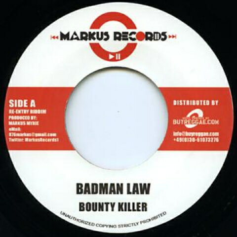 【中古】独7” Bounty Killer / Mavado Badman Law / X Rated MR001 Markus/Buyreggae /00048 【中古】独7” Bounty Killer / Mavado Badman Law / X Rated MR001 Markus/Buyreggae /00048