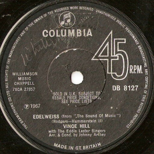【中古】英7” Vince Hill Edelweiss DB8127 Columbia /00080 【中古】英7” Vince Hill Edelweiss DB8127 Columbia /00080