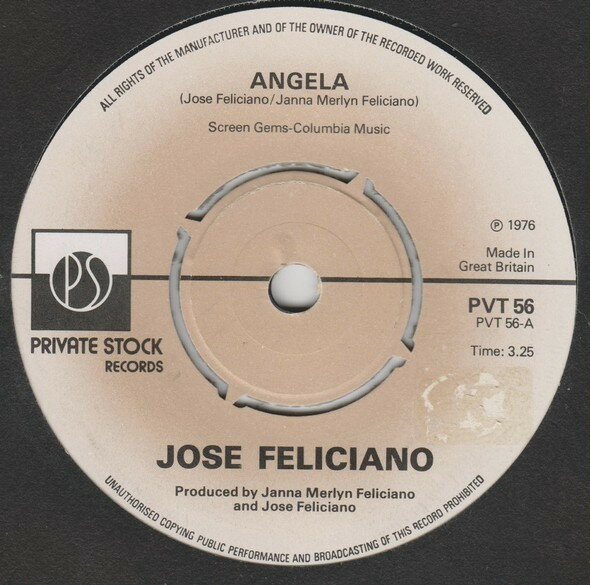 【中古】英7” Jose Feliciano Angela PVT56 Private Stock /00080