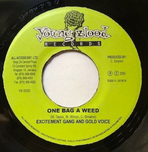 【中古】ジャマイカ7” Excitement Gang &amp; Gold Voice One bag a weed YB0020 Young Blood Records ..
