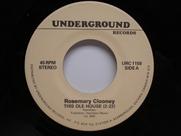 【中古】加7” Rosemary Clooney This Ole House / Hey There URC1158 Underground Records /00080