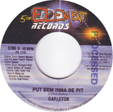 【中古】ジャマイカ7” Capleton / Jah Thunder Put Dem Inna De Pit / What Is The Purpose FE113 5th Element Records /00080