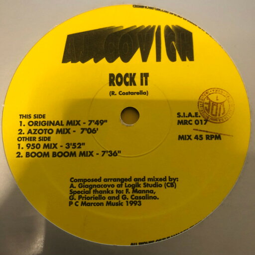 【中古】伊12” AJ. Covich Rock It MRC017 Marcon Music /00250 【中古】伊12” AJ. Covich Rock It MRC017 Marcon Music /00250