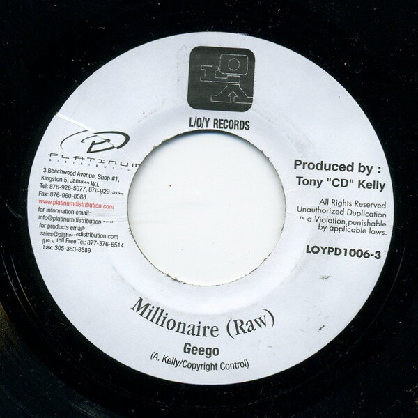 【中古】ジャマイカ7” Geego Millionaire LOYPD10063 L/O/Y Records /00080