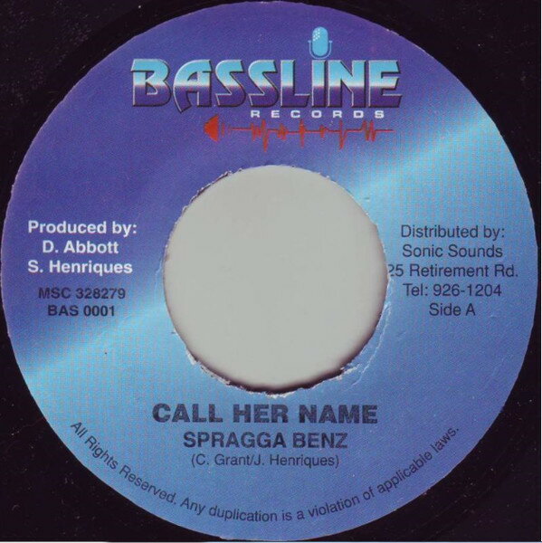【中古】ジャマイカ7” Spragga Benz / Hawkeye Call Her Name / Cah Dun BAS0001 Bassline Records /00080
