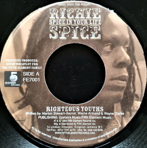 【中古】ジャマイカ7” Richie Spice Righteous Youths / Prime Time Girl FE7001 5th Element Records ..