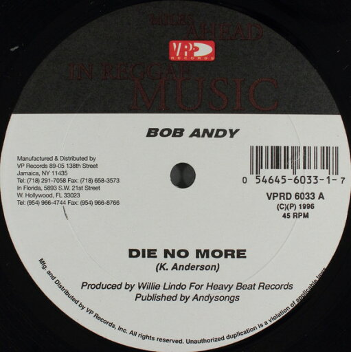 【中古】米LP Bob Andy Die No More / Truth Is VPRD6033 VP Records /00260 【中古】米LP Bob Andy Die No More / Truth Is VPRD6033 VP Records /00260