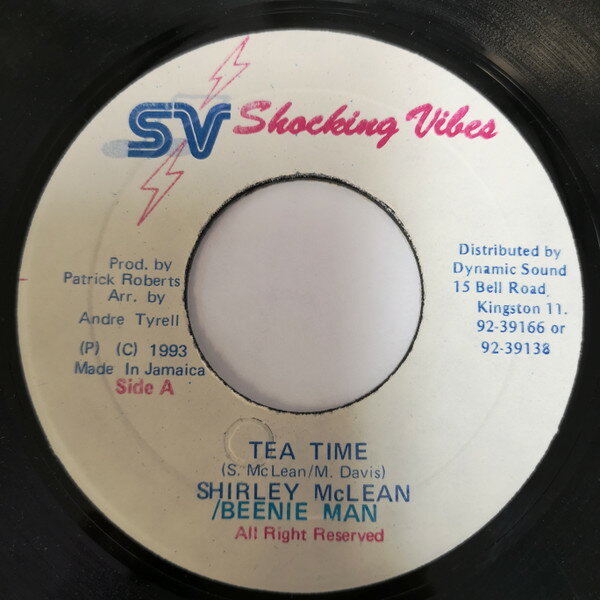 【中古】ジャマイカ7” Beenie Man & Shirley McLean Tea Time NONE Shocking Vibes /00080