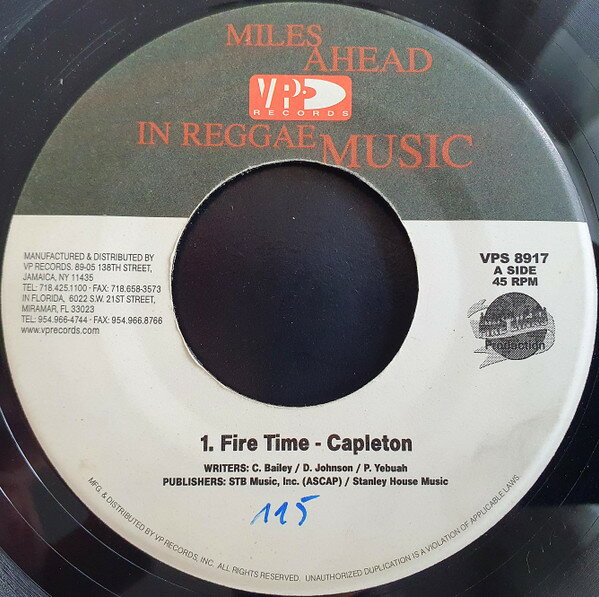 【中古】米7” Capleton Fire Time VPS8917 VP Records /00080