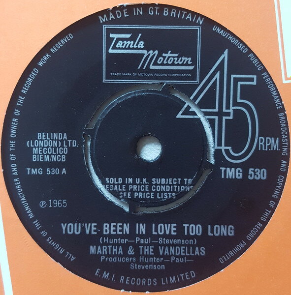 【中古】7” Martha Reeves The Vandellas Youve Been In Love Too Long TMG530 Tamla Motown /00080
