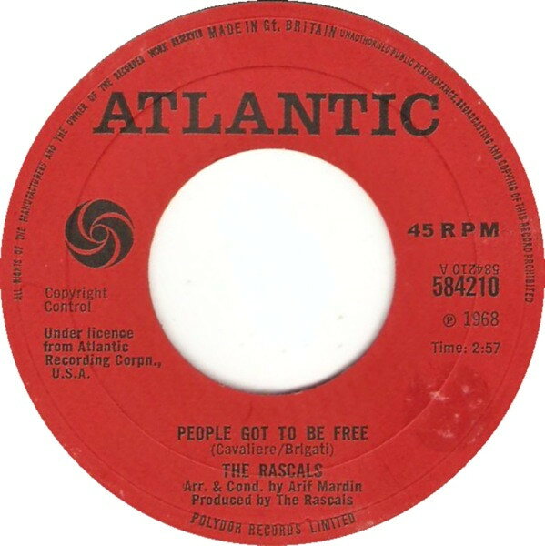 Artist Name: J - 【中古】7” Rascals People Got To Be Free / My World 584210 Atlantic /00080