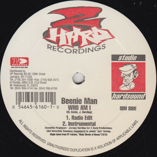 【中古】米12” Beenie Man Who Am I VPRD6160 VP Records, 2 Hard R /00250