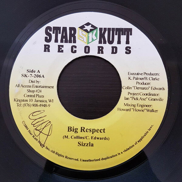 ジャマイカ7” Sizzla / Frisco Kid Big Respect / Ruff Ryder SK7206 Star Kutt Records /00080