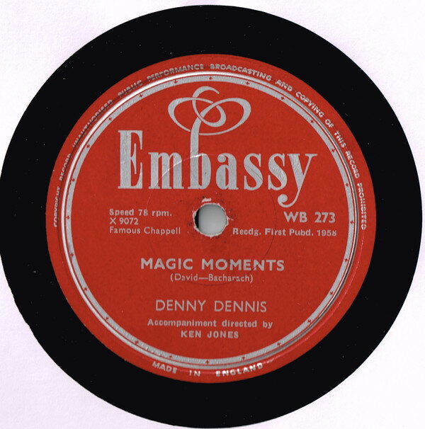 【中古】英78RPM/SP Denny Dennis Magic Monments / Love Me Forever WB273 EMBASSY /00500
