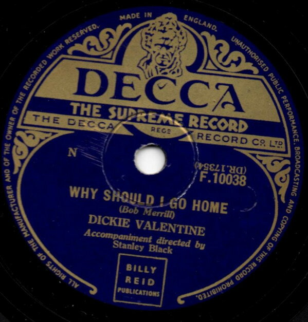 【中古】英78RPM/SP Dickie Valentine Why Should I Go Home / All The Time And Everywhere F10038 DECCA /00500