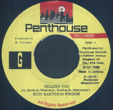 【中古】ジャマイカ7” Buju Banton & D Wisdom Telling You NONE Penthouse Records /00080 【中古】ジャマイカ7” Buju Banton & D Wisdom Telling You NONE Penthouse Records /00080