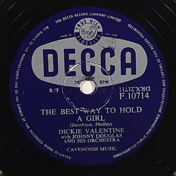 【中古】英78RPM/SP Dickie Valentine, Johnny Dougl The Best Way To Hold A Girl / The Voice F10714 DECCA /00500