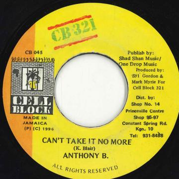 【中古】ジャマイカ7” Anthony B Cant Take It No More CB045 Cell Block 321 /00080 【中古】ジャマイカ7” Anthony B Cant Take It No More CB045 Cell Block 321 /00080