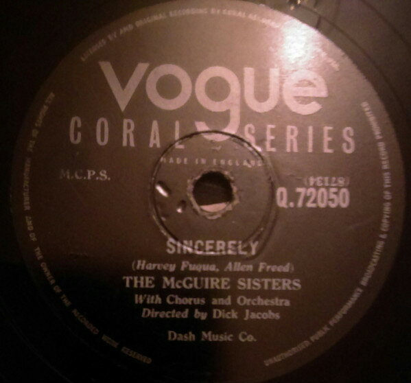 【中古】英78RPM/SP Mcguire Sisters Sincerely / No More Q72050 VOGUE CORAL SERIES /00500
