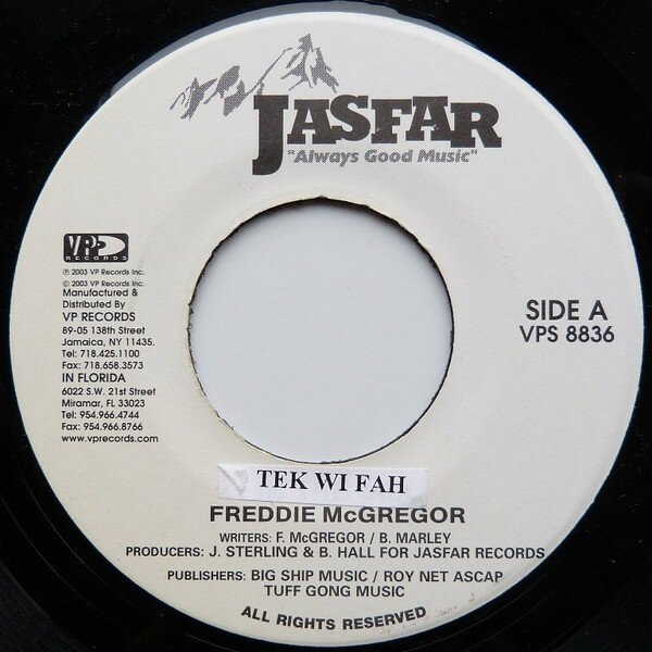 【中古】米7" Freddie McGregor Tek Wi Fah VPS8836 Jasfar Records, VP Records /00080