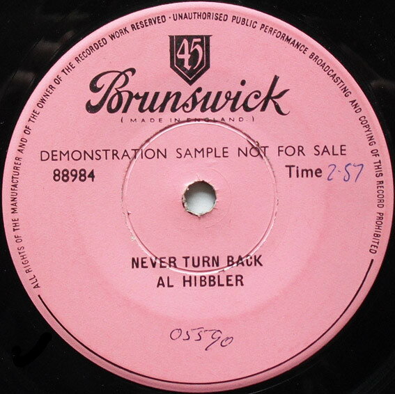 楽天レコードシティ 楽天市場店【中古】英7” Al Hibbler Never Turn Back 88984PROMO Brunswick プロモ /00080