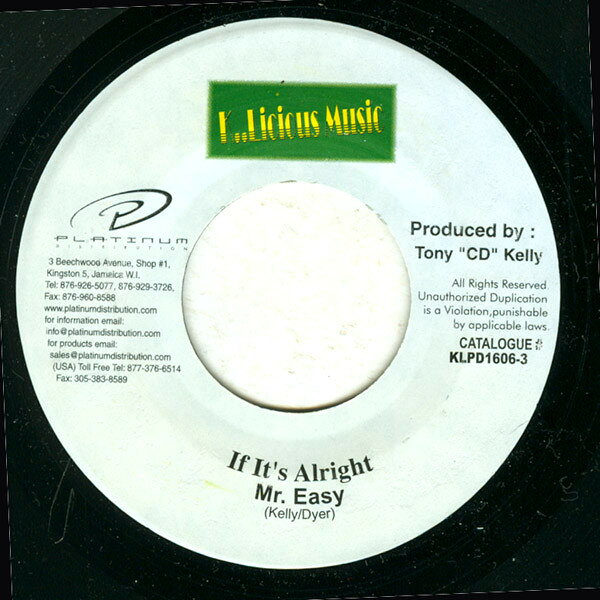 ジャマイカ7" Mr. Easy / Voicemail If Its Alright / Bounce Hard KLPD16063 K..Licious Music /00080