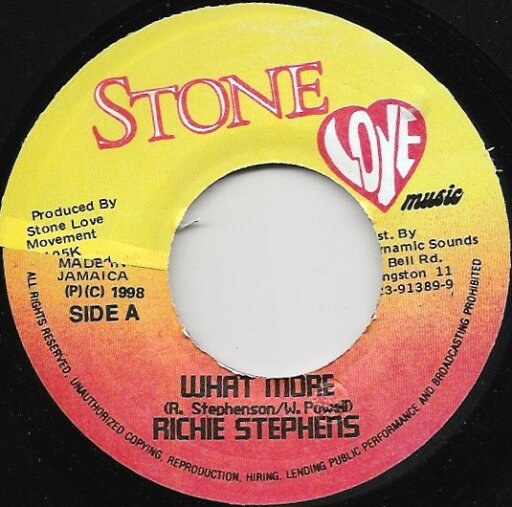 【中古】ジャマイカ7" Richie Stephens What More NONE Stone Love Music /00080 【中古】ジャマイカ7" Richie Stephens What More NONE Stone Love Music /00080