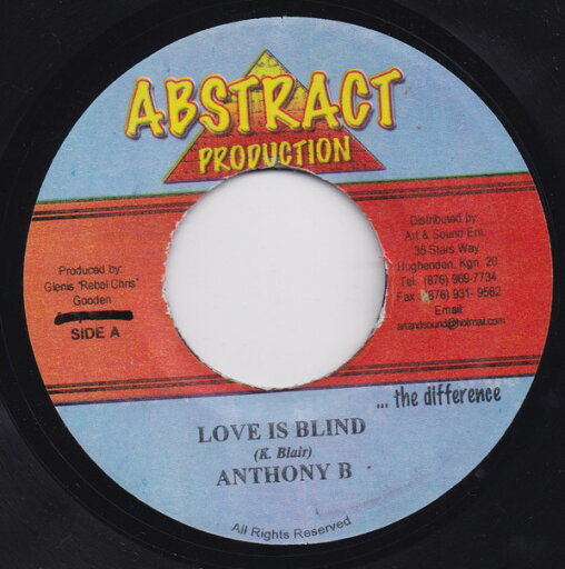 【中古】ジャマイカ7" Anthony B Love Is Blind NONE Abstract Production /00080 【中古】ジャマイカ7" Anthony B Love Is Blind NONE Abstract Production /00080