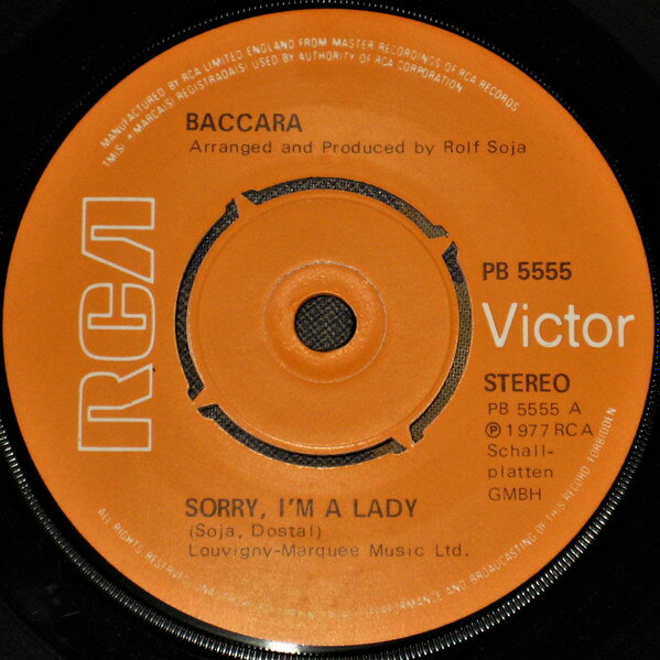 【中古】英7” Baccara Sorry, Im A Lady PB5555 RCA Victor /00080