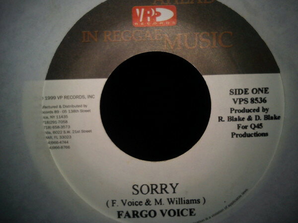 米7" Fargo Voice / Merciless Sorry / Alright Then VPS8536 VP Records /00080