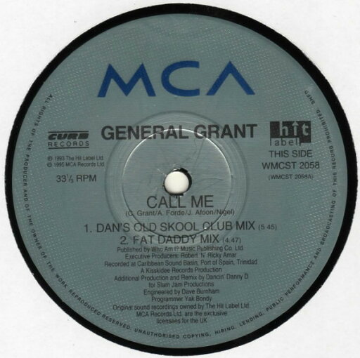 【中古】英12" General Grant Call Me WMCST2058 MCA Records /00250 【中古】英12" General Grant Call Me WMCST2058 MCA Records /00250