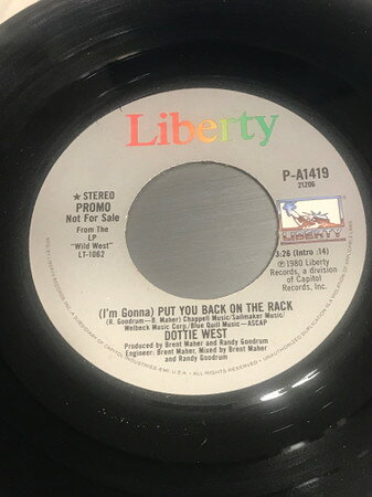 Other - 【中古】米7" Dottie West (Im Gonna) Put You Back On The Rack A1419 Liberty /00080