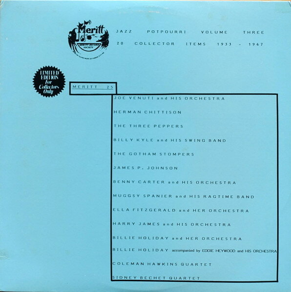 【中古】LP Various Jazz Potpourri Volume Three (20 Collector Items 193 MERITT25 Meritt Record Societ /00260