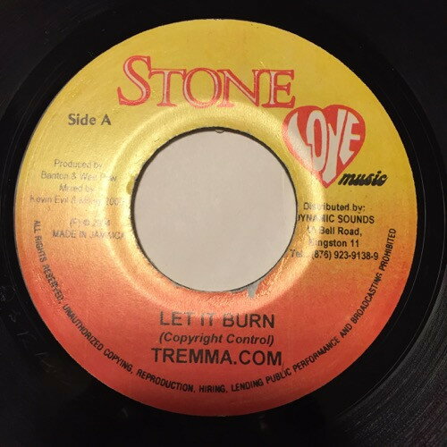 【中古】ジャマイカ7&quot; Tremma.com Let It Burn NONE Stone Love Music /00080