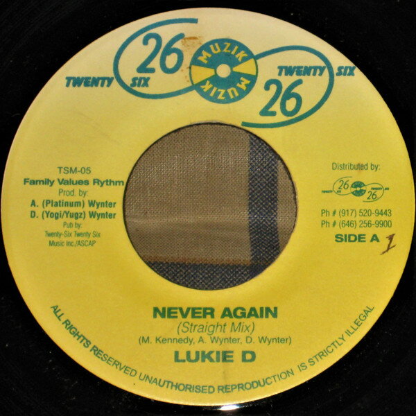 ・アーティスト Lukie D ・タイトル Never Again ・レーベル・型番 Twenty Six Twenty Six Muzik TSM05 ・フォーマット 7インチレコード ・コンディション(盤) 良い (VG+) ・コンディ...