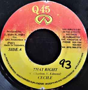 【中古】ジャマイカ7" Cecile That Right NONE Q45 /00080 【中古】ジャマイカ7" Cecile That Right NONE Q45 /00080