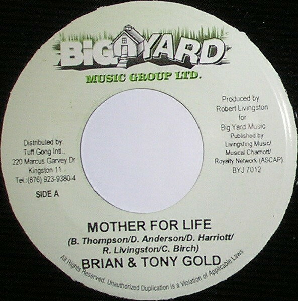 Artist Name: N - 【中古】ジャマイカ7" Brian & Tony Gold Mother For Life BYJ7012 Big Yard Music Group Ltd. /00080