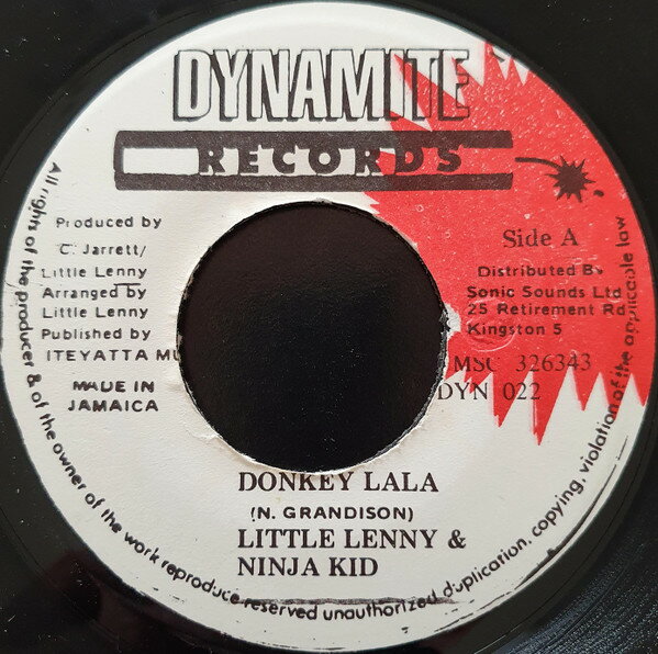 【中古】ジャマイカ7" Little Lenny & Ninja Kid Donkey Lala DYN022 Dynamite Records (2), Dynamite Records (2) /00080