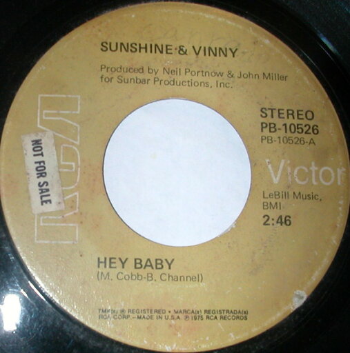 【中古】米7" Sunshine & Vinny Hey Baby PB10526 RCA Victor /00080 【中古】米7" Sunshine & Vinny Hey Baby PB10526 RCA Victor /00080