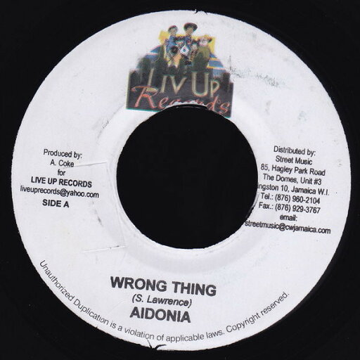 【中古】ジャマイカ7" Idonia / Bramma Wrong Thing / Badman Town NONE Liv Up Records /00080 【中古】ジャマイカ7" Idonia / Bramma Wrong Thing / Badman Town NONE Liv Up Records /00080