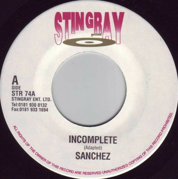 【中古】ジャマイカ7" Sanchez Incomplete NONE Stingray Records /00080