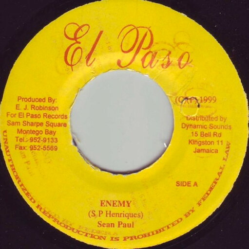 【中古】ジャマイカ7" Sean Paul Enemy / Thugs NONE El Paso (2) /00080 【中古】ジャマイカ7" Sean Paul Enemy / Thugs NONE El Paso (2) /00080